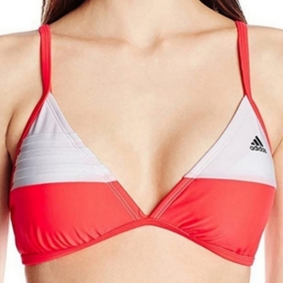 Adidas Cross Back Triangle bikini Top Neon Red & White 8 - Picture 15 of 15